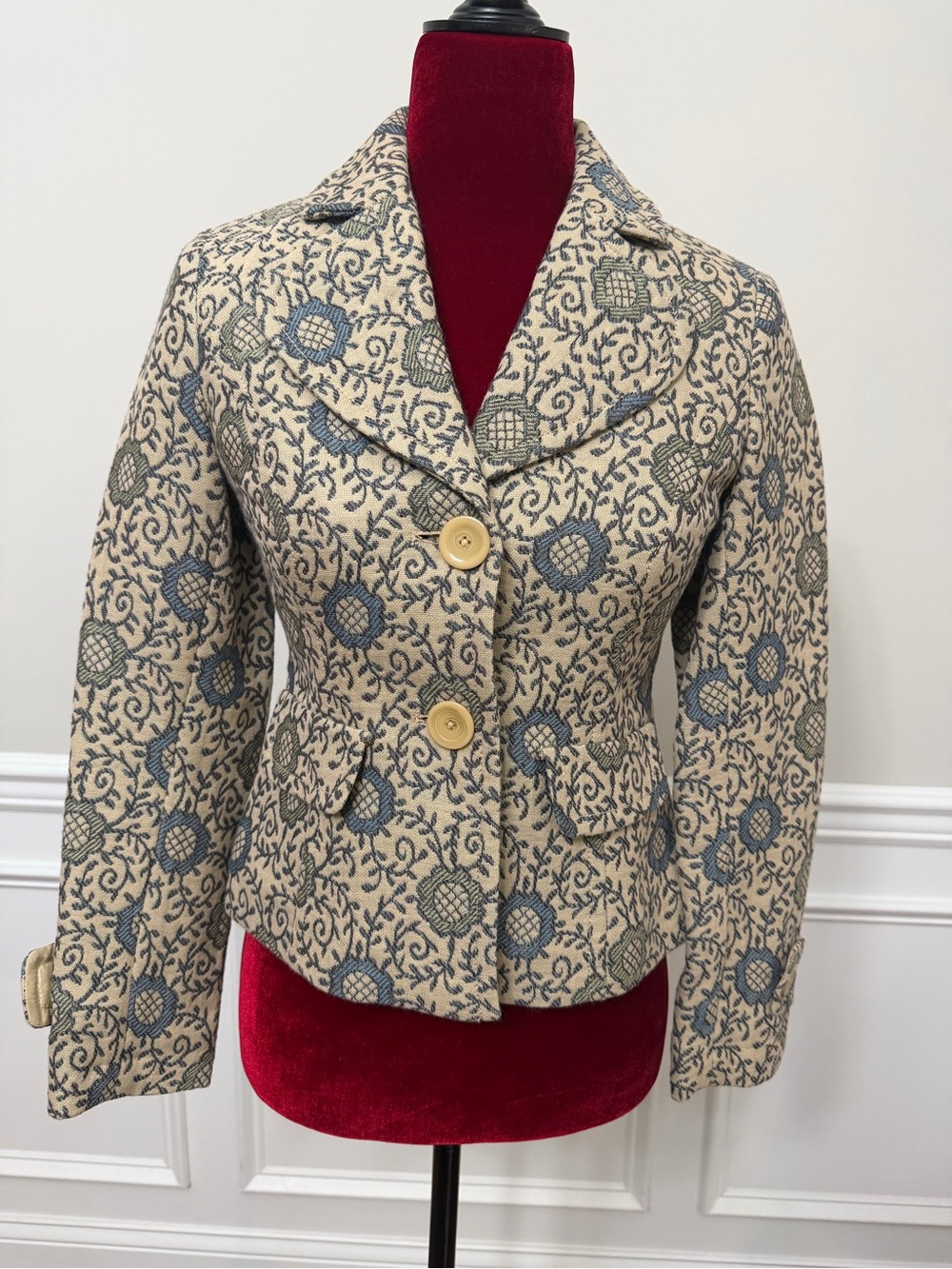 Ann Taylor LOFT Petites Floral Tapestry Wool Blend Blazer Jacket‎